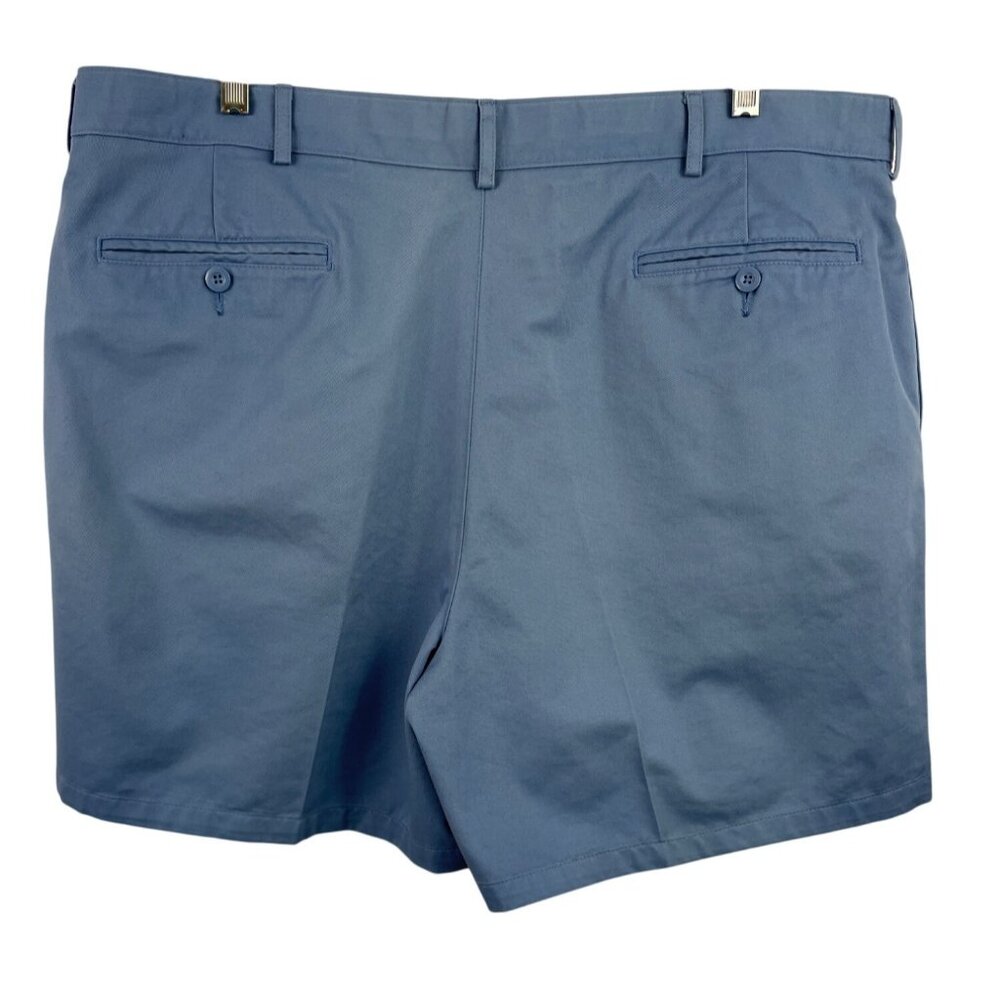 Lands End Mens Pleated Front Chino Shorts Size 42 Blue 100% Cotton Pockets - Picture 4 of 8